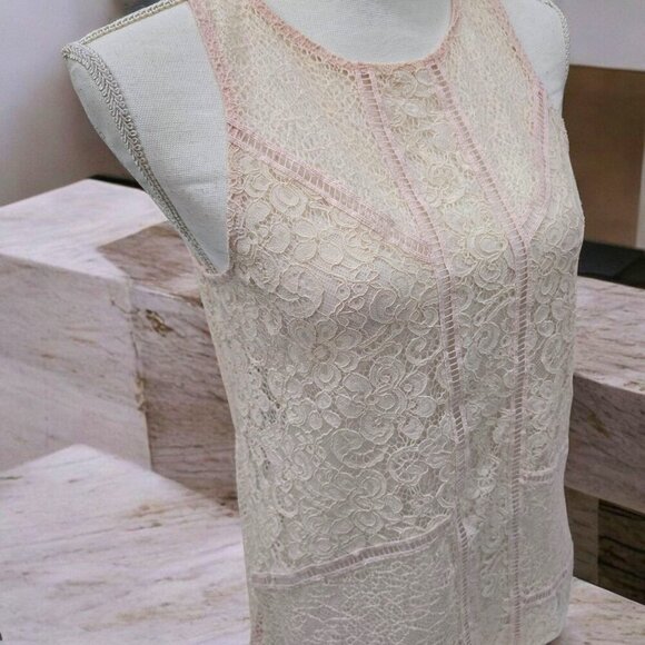 Express Peach Lace Sleeveless Sheer Top | Scalloped Hem | Size S NWT - Picture 8 of 9